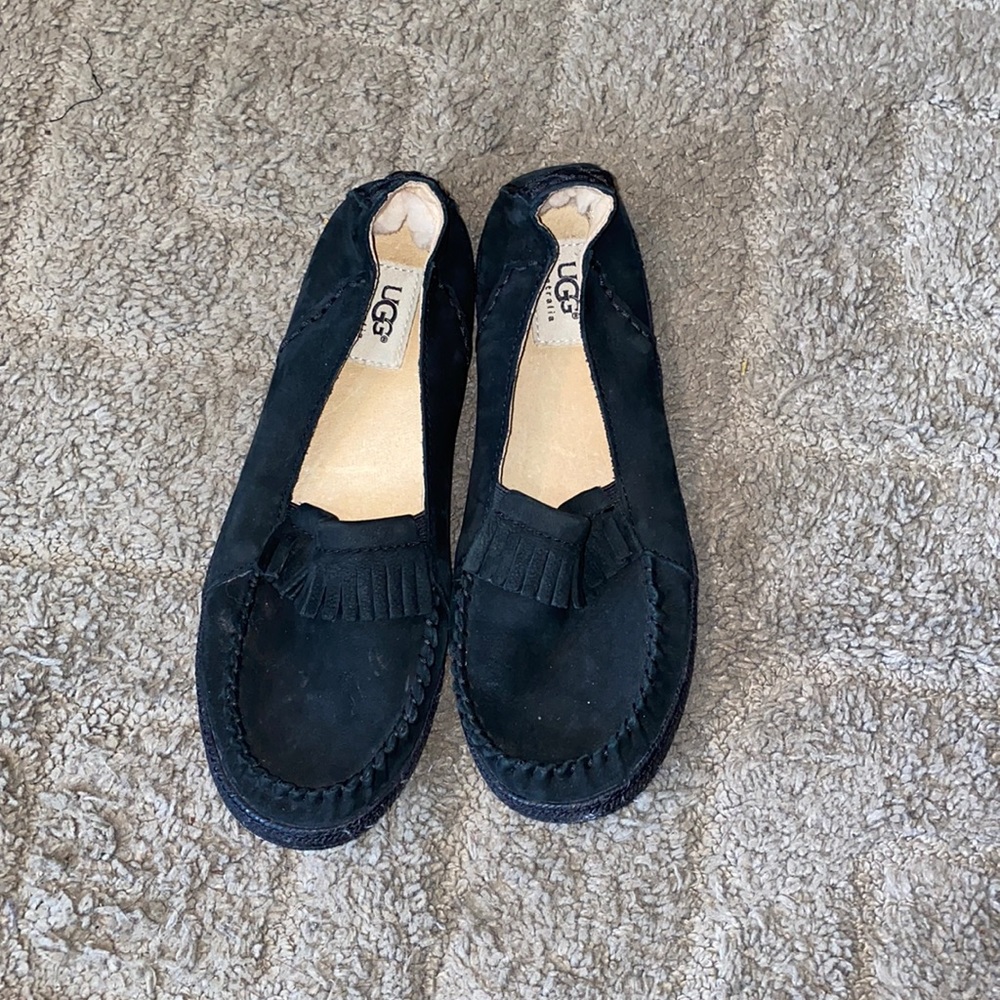 UGG Black Suede Tassel Loafers
